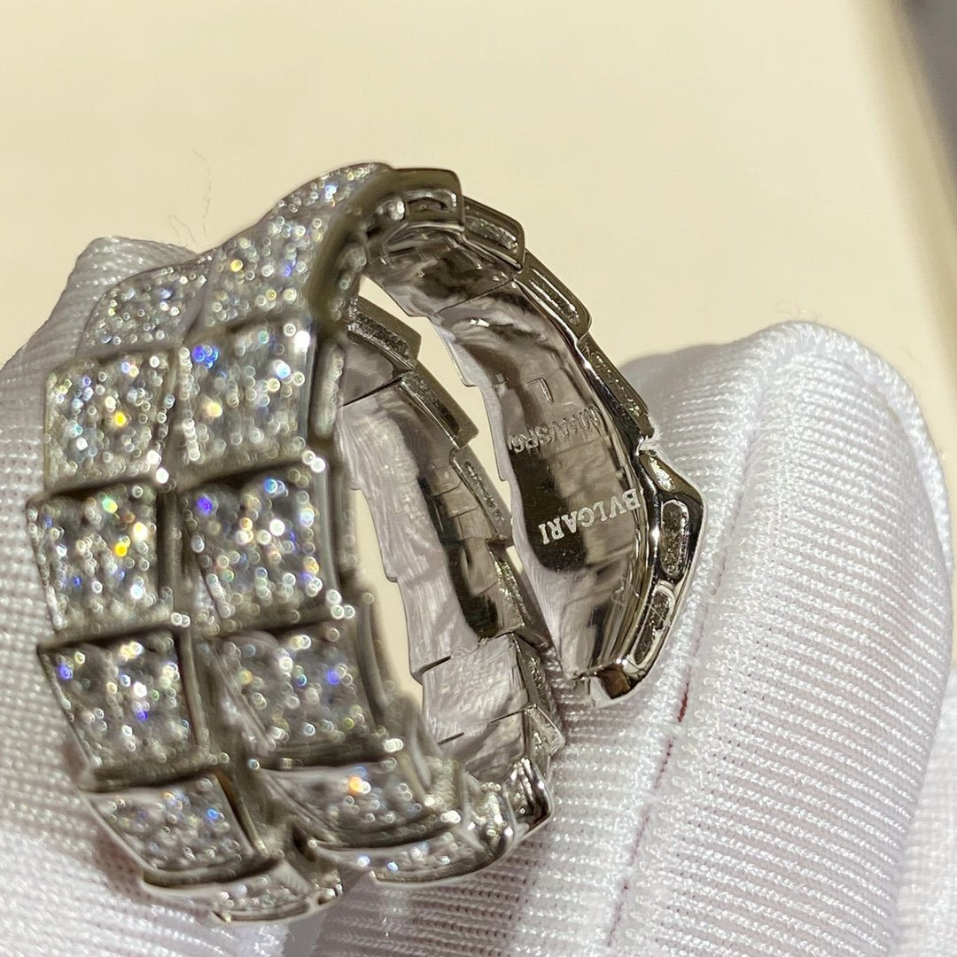 [Vintora]SERPENTI DOUBLE RING SILVER DIAMOND PAVED