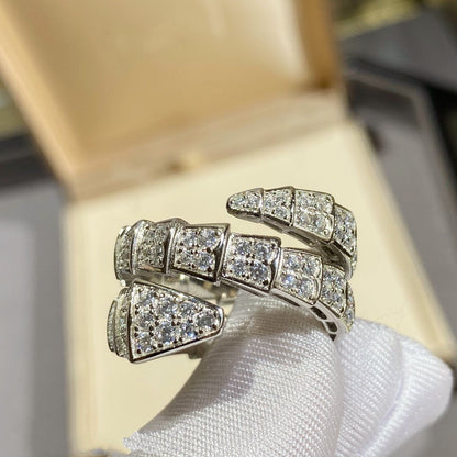 [Vintora]SERPENTI DOUBLE RING SILVER DIAMOND PAVED