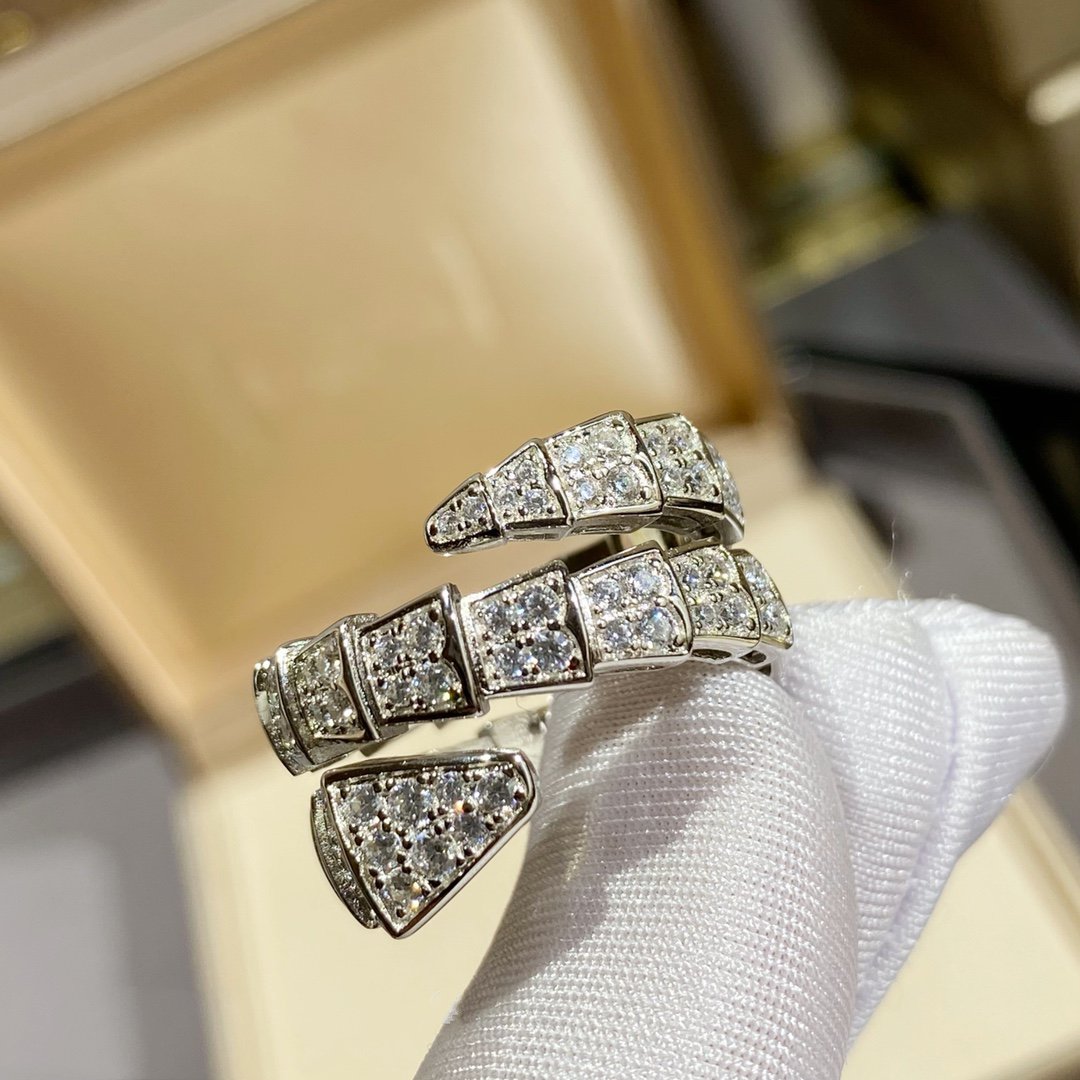 [Vintora]SERPENTI DOUBLE RING SILVER DIAMOND PAVED