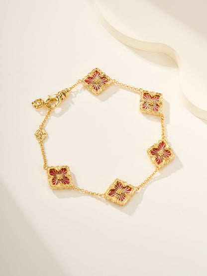 [?Vintora]B.C.L ENAMELED Five-Flower Bracelet¡ꡧVarious Colors)