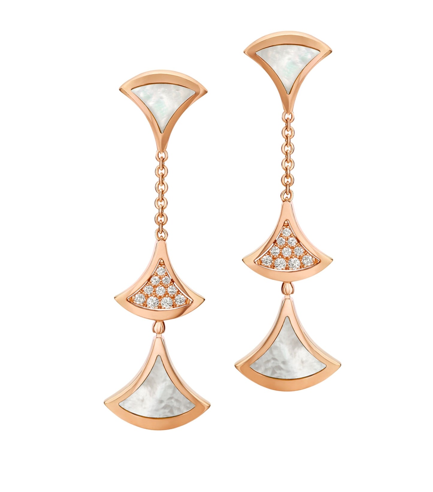 [Vintora]DREAM EARRINGS 3 MOTIFS DIAMOND MOP PINK GOLD
