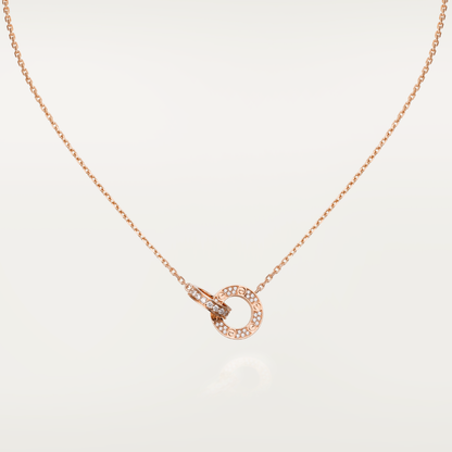 [Vintora]LOVE 7.6MM NECKLACE ROSE GOLD AND SILVER  FULL DIAMOND