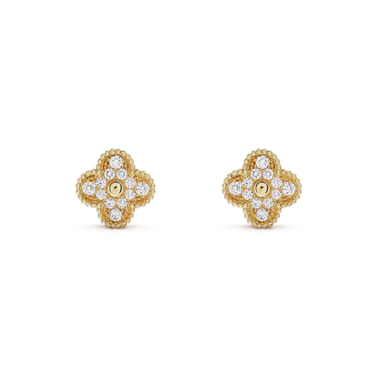 [Vintora]CLOVER MEDIUM 1 MOTIFS FUll DIAMOND EARRINGS