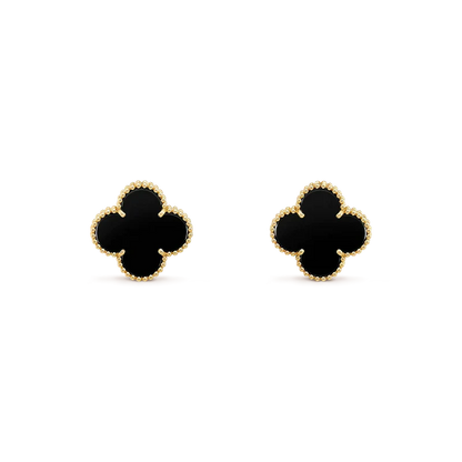 [Vintora]CLOVER MEDIUM 1 MOTIFS  ONYX STUD EARRINGS
