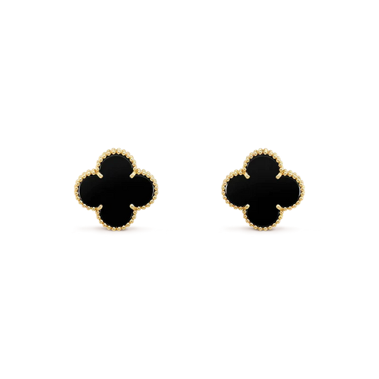 [Vintora]CLOVER MEDIUM 1 MOTIFS  ONYX STUD EARRINGS