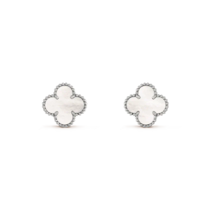 [Vintora]CLOVER MEDIUM 1 MOTIFS  WHITE MOP EARRINGS SILVER