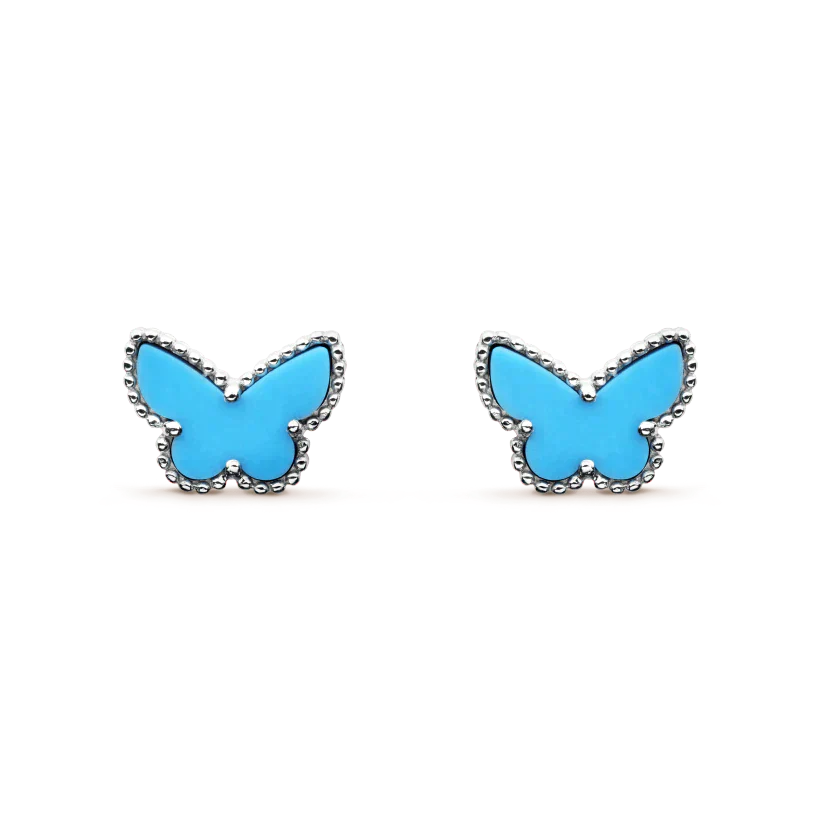 [Vintora]BOUCLES D'OREILLES PAPILLON TURQUOISE ARGENT