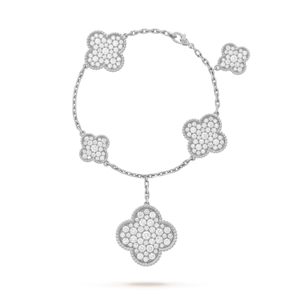 [Vintora]BRACELET CLOVER 6 MOTIFS ARGENT DIAMANT