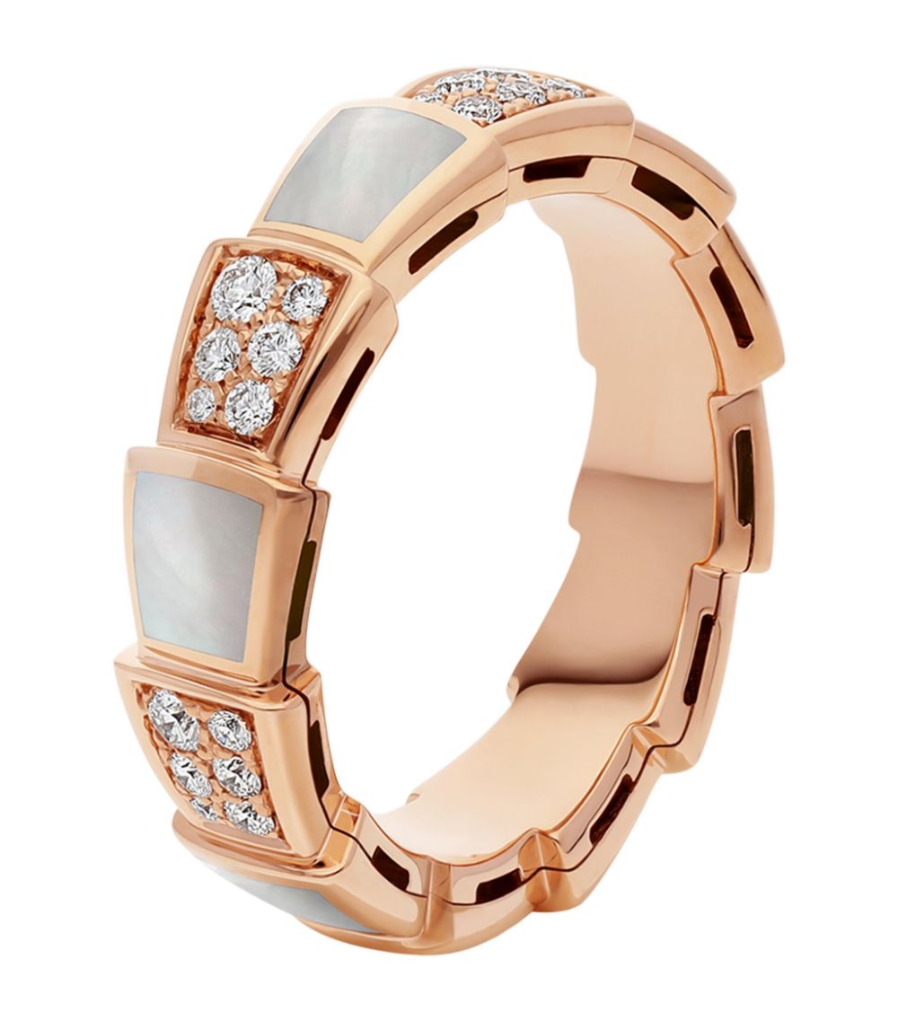 [Vintora]SERPENTI RING PINK GOLD MOP DIAMOND PAVED 4MM
