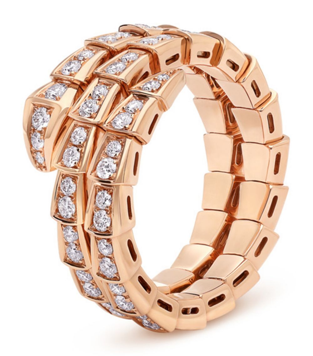 [Vintora]SERPENTI RING PINK GOLD DIAMOND DOUBLE ROW