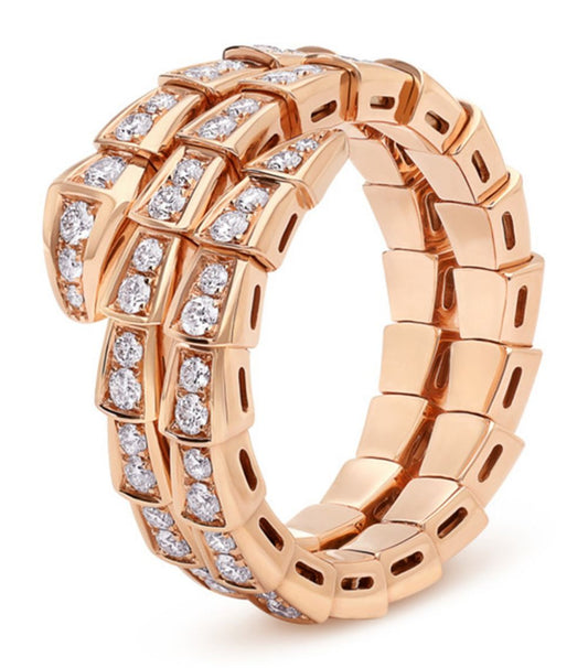 [Vintora]SERPENTI RING PINK GOLD DIAMOND DOUBLE ROW