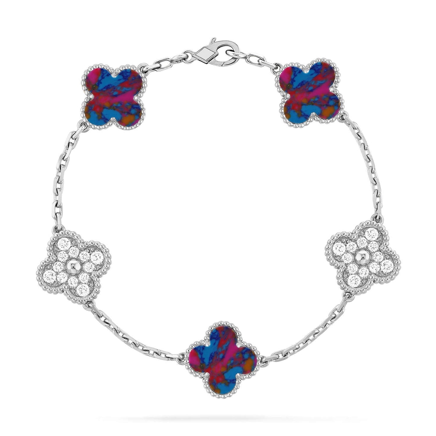 [?Vintora]CLOVER 5 MOTIF COLOR GEMSTONES BRACELET COLLECTION