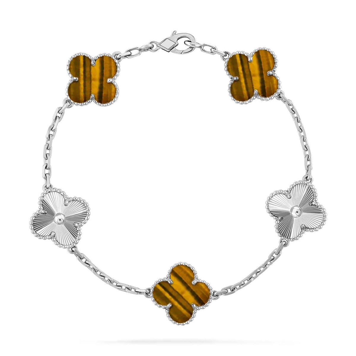 [?Vintora] CLOVER 5 MOTIFS TIGER EYE BRACELET COLLECTION
