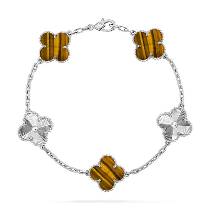 [?Vintora] CLOVER 5 MOTIFS TIGER EYE BRACELET COLLECTION