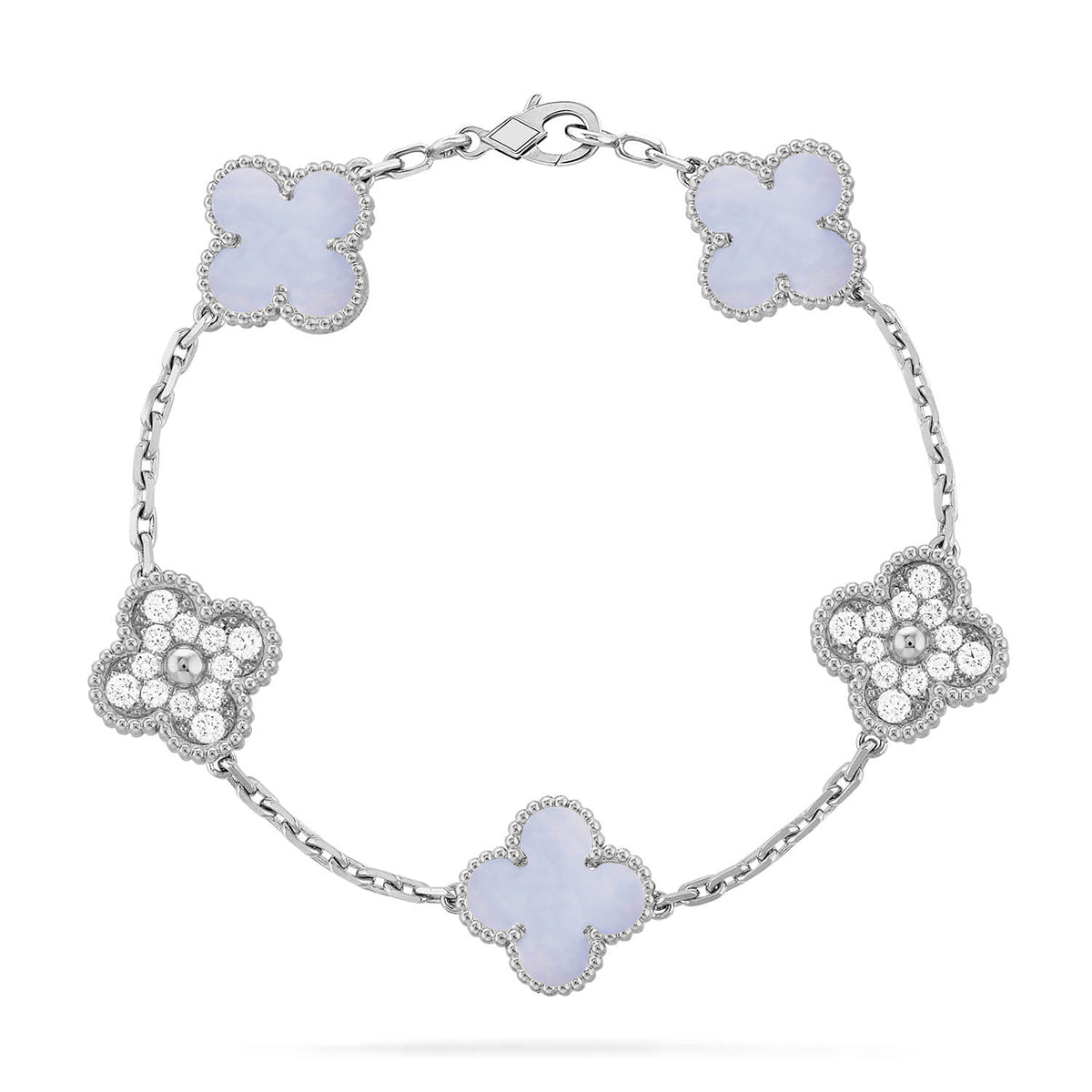 [?Vintora] CLOVER 5 MOTIF PURPLE CHALCEDONY BRACELET COLLECTION