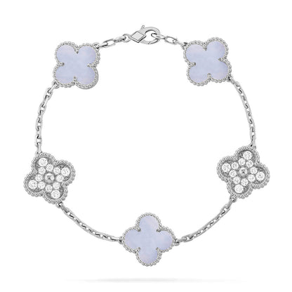 [?Vintora] CLOVER 5 MOTIF PURPLE CHALCEDONY BRACELET COLLECTION