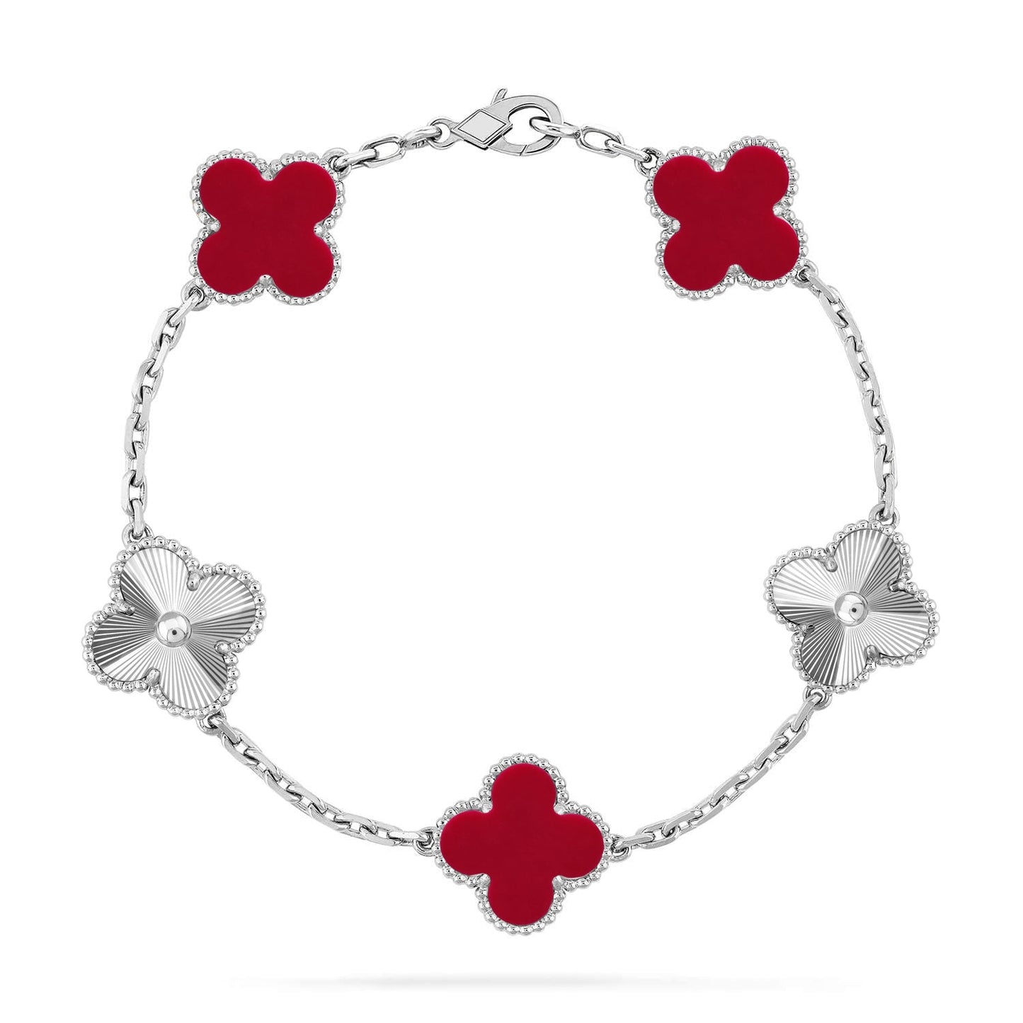 [?Vintora] CLOVER 5 MOTIF RED CORNELIAN BRACELET COLLECTION