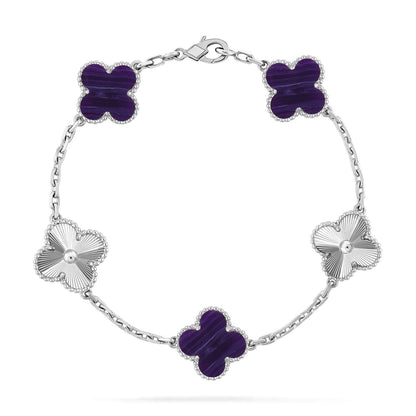[?Vintora]CLOVER 5 MOTIF PURPLE STRIPES BRACELET COLLECTION
