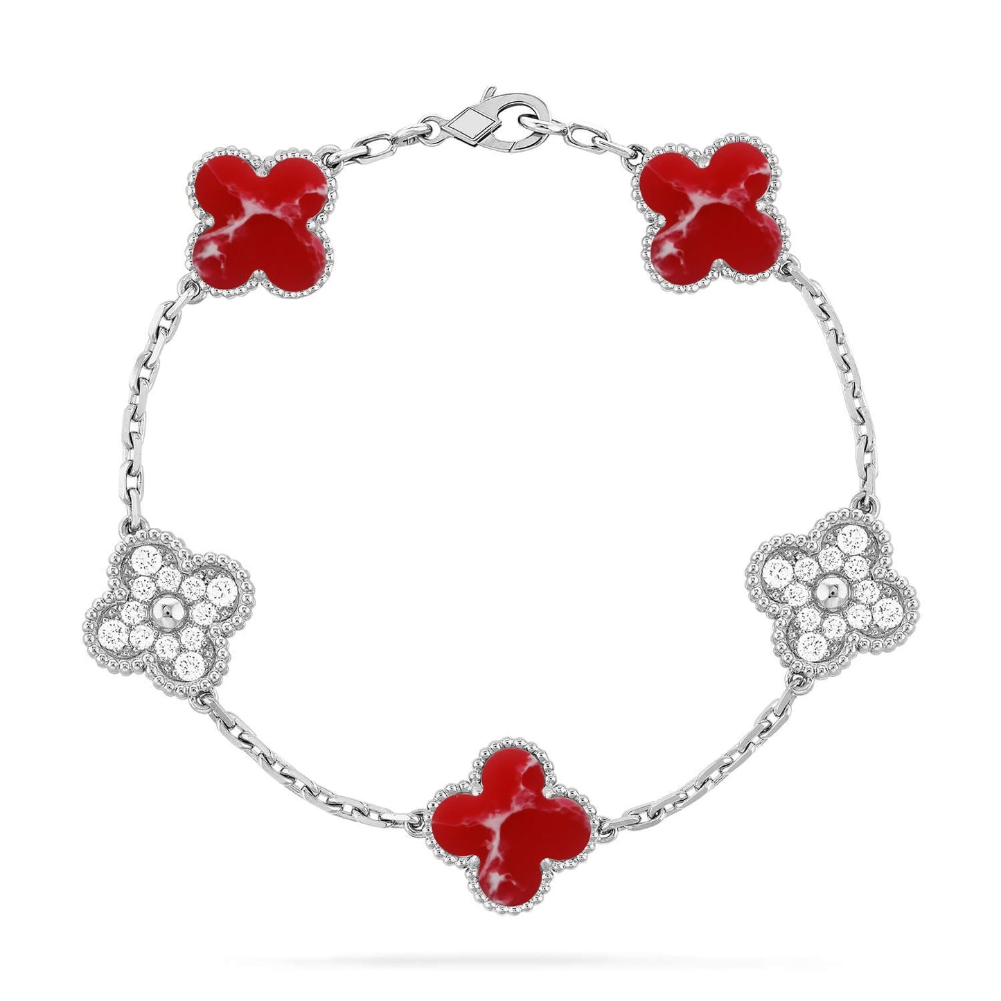 [?Vintora]CLOVER 5 MOTIF RED PATTERN BRACELET COLLECTION