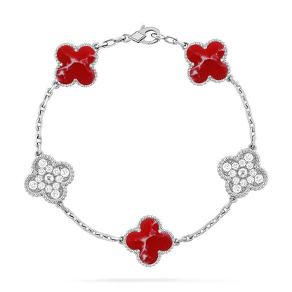 [?Vintora]CLOVER 5 MOTIF RED PATTERN BRACELET COLLECTION