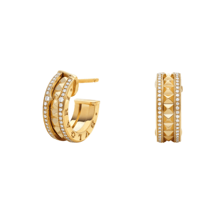 [Vintora]ZERO 1 ROCK GOLD EARRINGS WITH STUDDED SPIRAL AND PAVED DIAMONDS