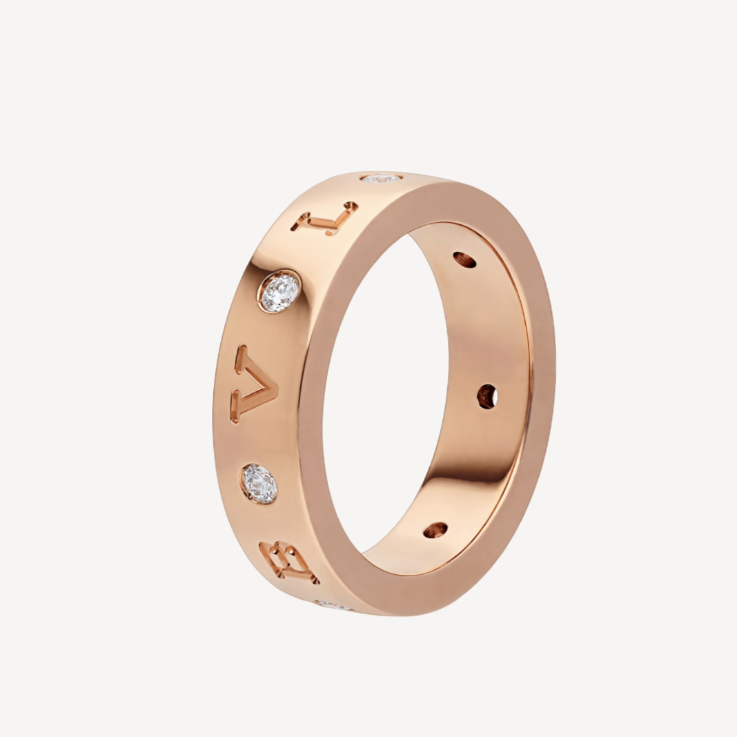 [Vintora]ZERO 1 ESSENTIAL PINK GOLD BAND WITH DIAMONDS RING