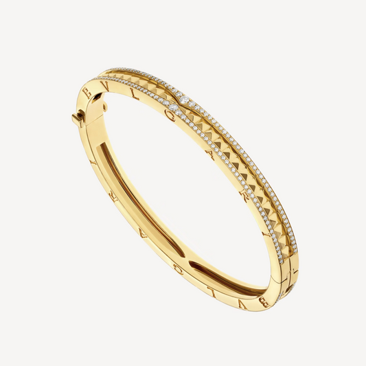 [Vintora]ZERO 1 SPIRAL AND PAVED DIAMOND GOLD BRACELET