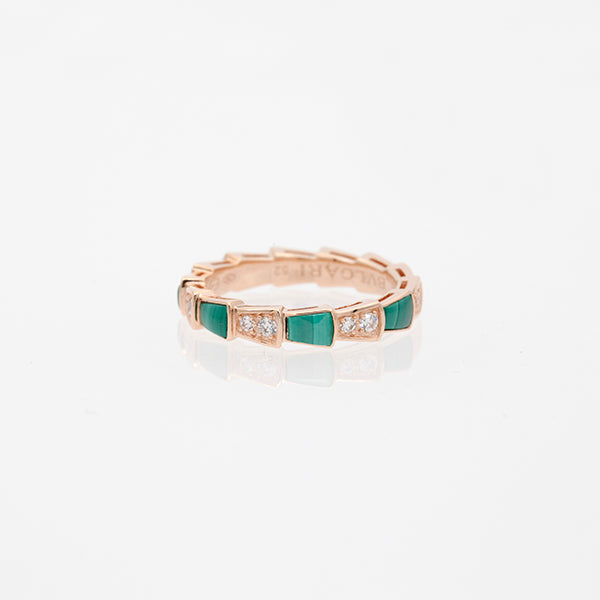 [Vintora]SERPENTI RING PINK GOLD MALACHITE DIAMOND 3MM