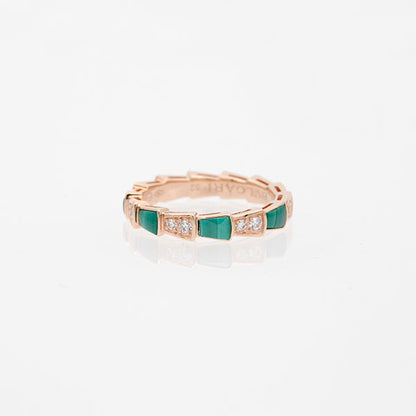 [Vintora]SERPENTI RING PINK GOLD MALACHITE DIAMOND 3MM