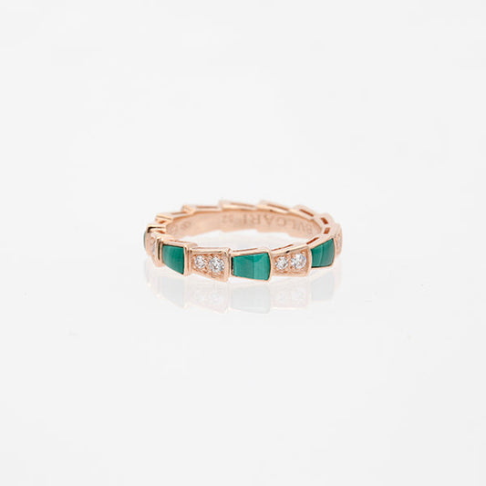 [Vintora]SERPENTI RING PINK GOLD MALACHITE DIAMOND 3MM