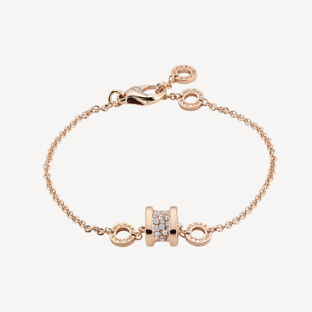 [Vintora]ZERO 1 SOFT PINK GOLD WITH PAVED DIAMONDS ON THE SPIRAL BRACELET