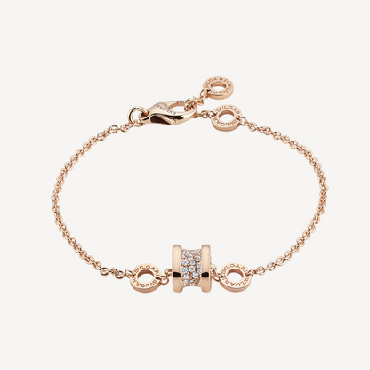 [Vintora]ZERO 1 SOFT PINK GOLD WITH PAVED DIAMONDS ON THE SPIRAL BRACELET
