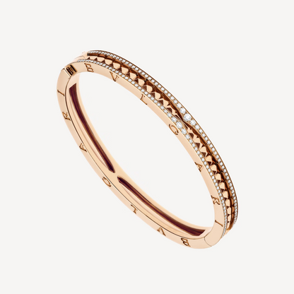 [Vintora]ZERO 1 SPIRAL AND PAVED DIAMOND PINK GOLD BRACELET