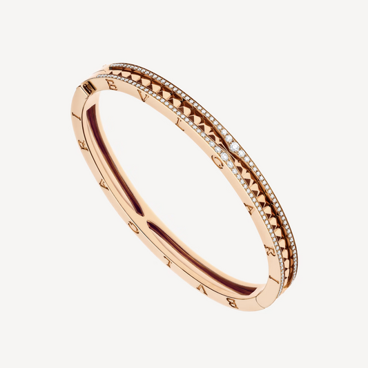 [Vintora]ZERO 1 SPIRAL AND PAVED DIAMOND PINK GOLD BRACELET