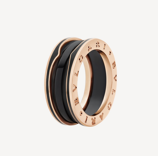 [Vintora]ZERO 1 TWO-BAND WITH MATTE BLACK CERAMIC PINK GOLD RING