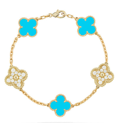 [?Vintora] CLOVER 5 MOTIF TURQUOISE BRACELET COLLECTION