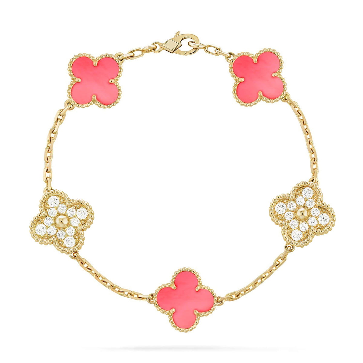 [?Vintora] CLOVER 5 MOTIFS  PINK MOP BRACELET COLLECTION