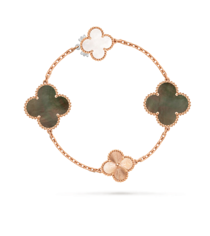 [?Vintora]DETACHABLE CLOVER 15(11+4) FLOWER SILVER NECKLACE SET