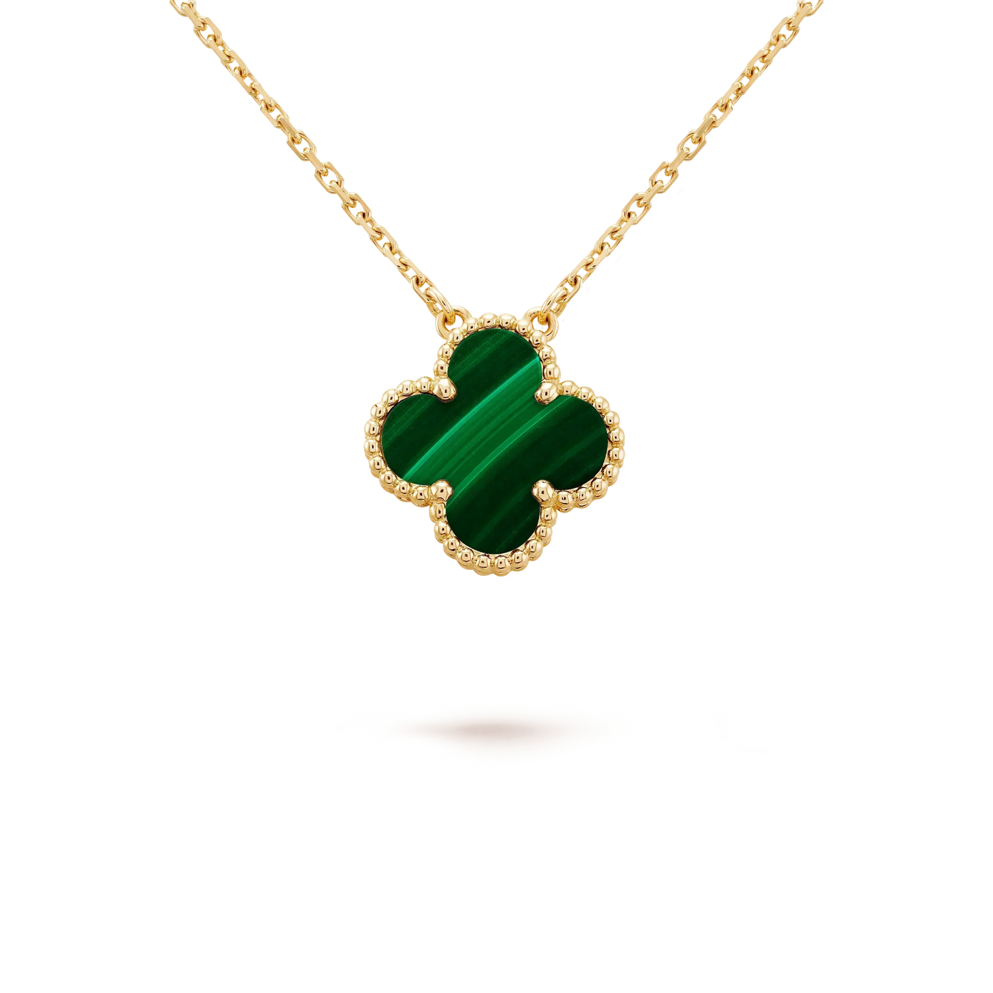 [Vintora]COLLIER FLEUR UNIQUE 15MM MALACHITE CLOVER