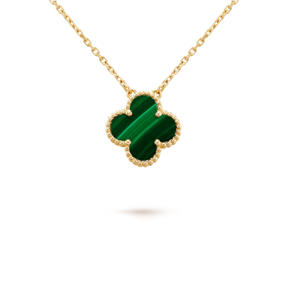 [Vintora]COLLIER FLEUR UNIQUE 15MM MALACHITE CLOVER