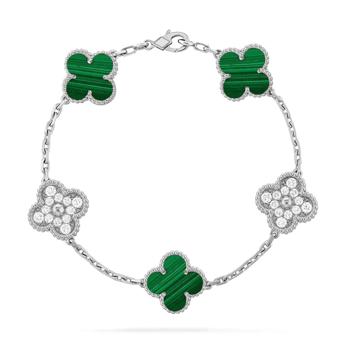[?Vintora] CLOVER 5 MOTIF MALACHITE BRACELET COLLECTION