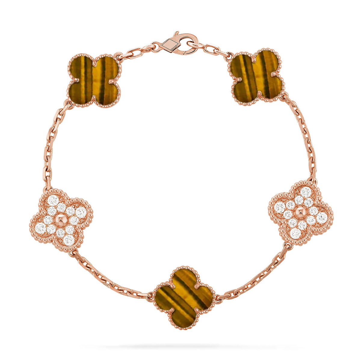 [?Vintora] CLOVER 5 MOTIFS TIGER EYE BRACELET COLLECTION