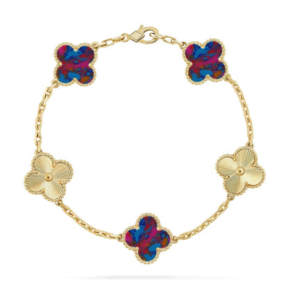 [?Vintora]CLOVER 5 MOTIF COLOR GEMSTONES BRACELET COLLECTION