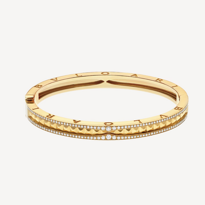 [Vintora]ZERO 1 SPIRAL AND PAVED DIAMOND GOLD BRACELET