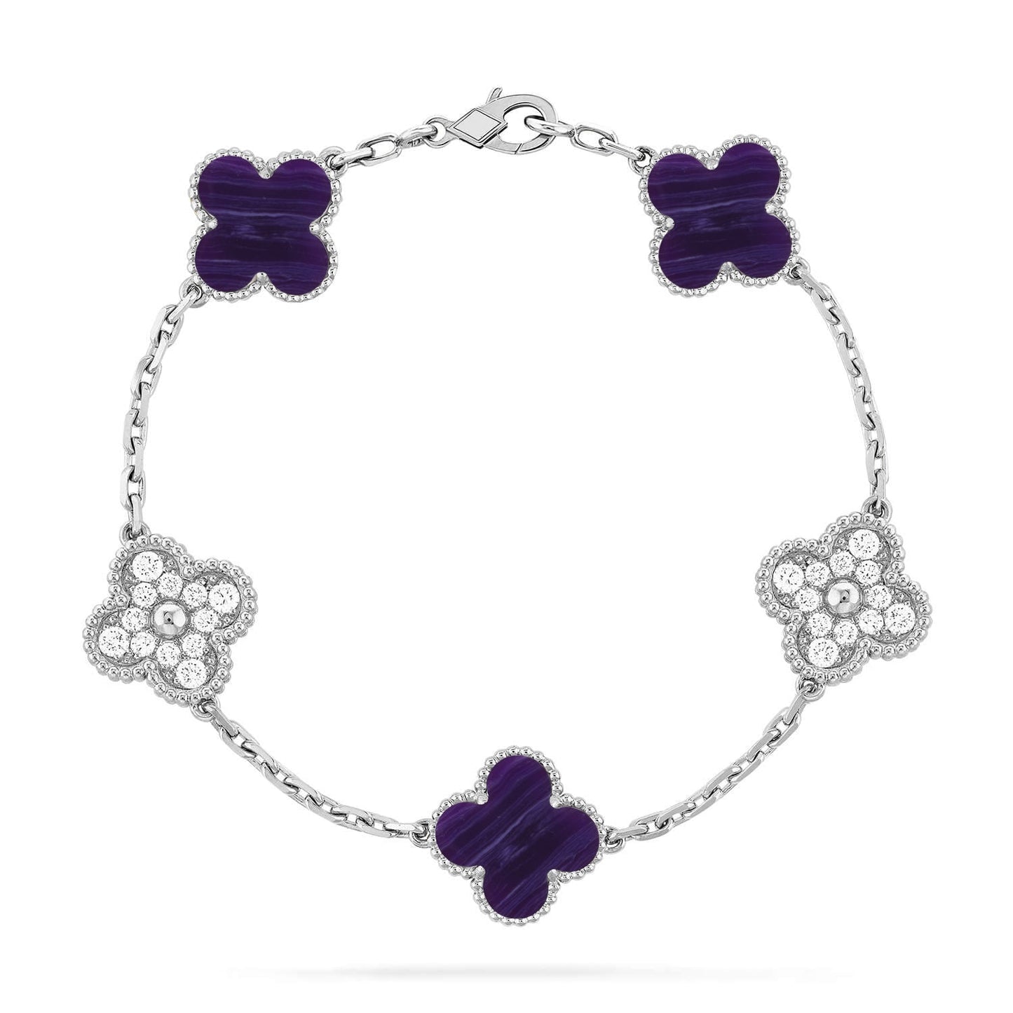 [?Vintora]CLOVER 5 MOTIF PURPLE STRIPES BRACELET COLLECTION