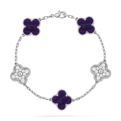 [?Vintora]CLOVER 5 MOTIF PURPLE STRIPES BRACELET COLLECTION