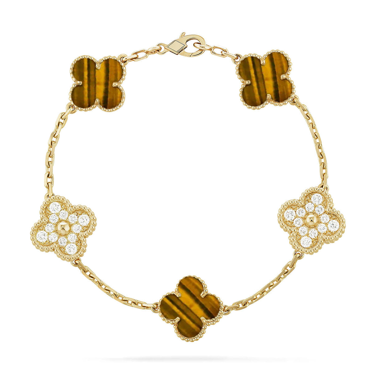 [?Vintora] CLOVER 5 MOTIFS TIGER EYE BRACELET COLLECTION