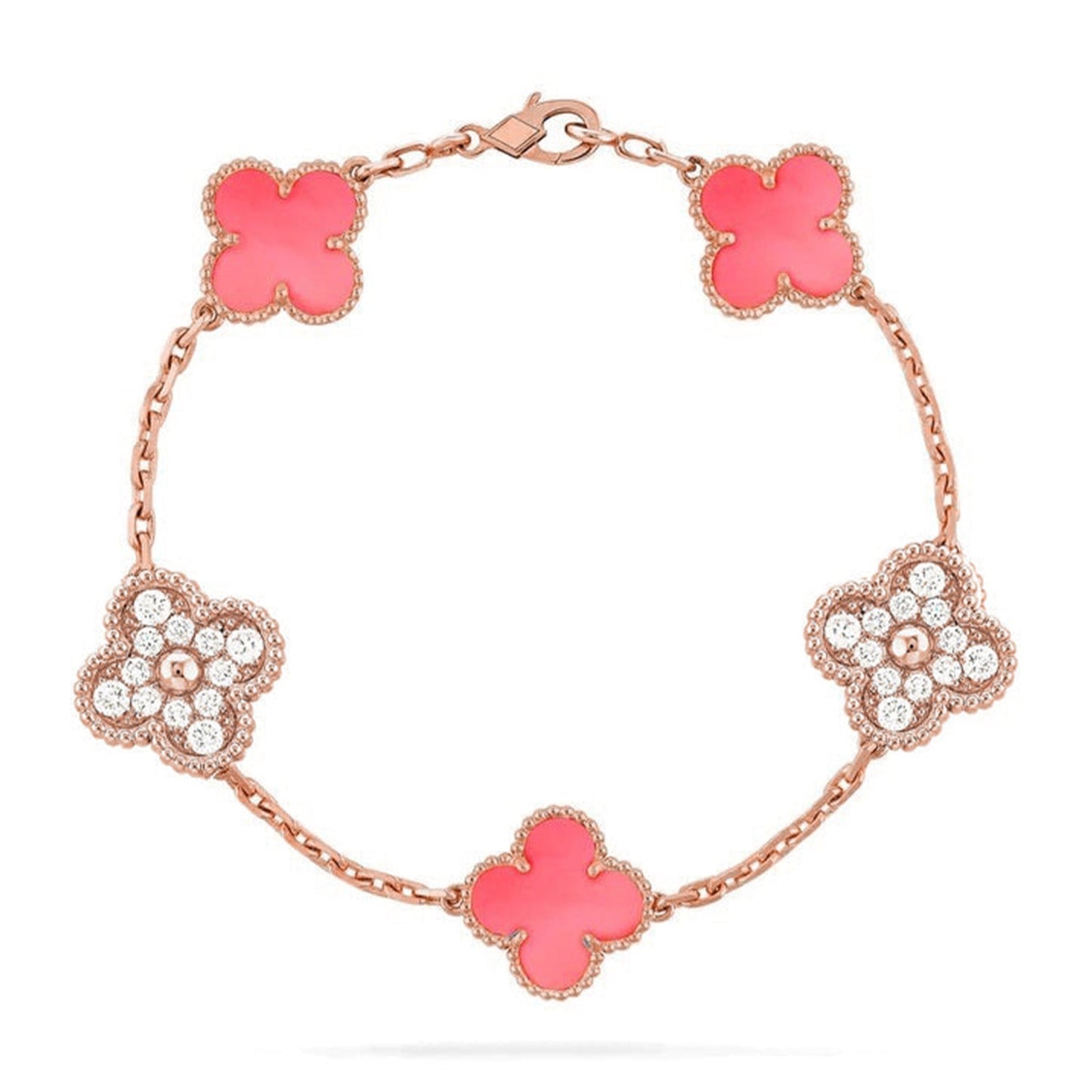 [?Vintora] CLOVER 5 MOTIFS  PINK MOP BRACELET COLLECTION