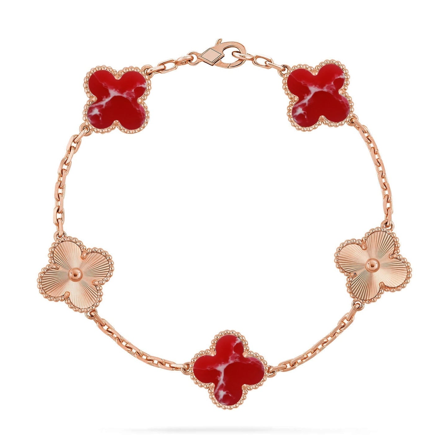 [?Vintora]CLOVER 5 MOTIF RED PATTERN BRACELET COLLECTION