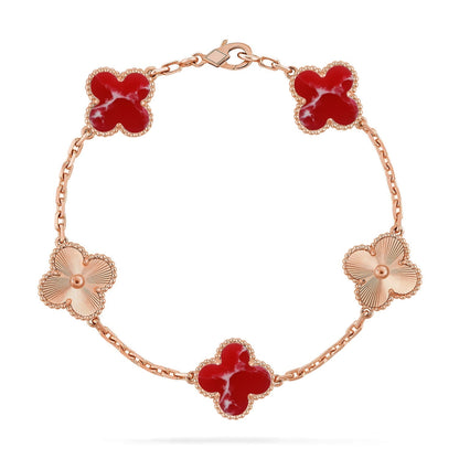 [?Vintora]CLOVER 5 MOTIF RED PATTERN BRACELET COLLECTION